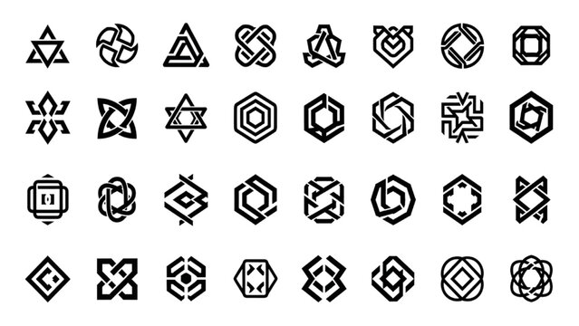 Bold Geometric Logo Icons Set &mdash; Modern Minimal Abstract Vector Symbol Collection
