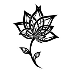 Intricate Black and White Floral Illustration Elegant Flower with Detailed Petals