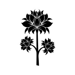 Elegant Black Flower Silhouette A Stylish Design for Various Creative Projects