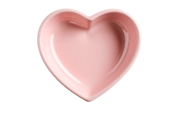 plate container in the form pink heart isolated on white