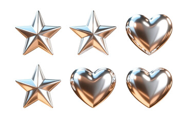 Obraz premium set of golden stars isolated set of golden hearts
