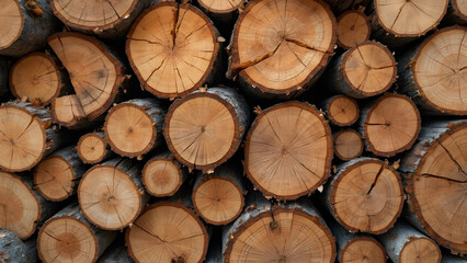 Stacks of cut timber in vibrant hues. Ultra realistic wood textures for designers. High-quality timber for furniture and decor. Colorful wood lumber photography for inspiration.