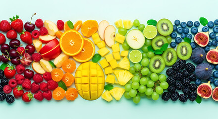 Vibrant Rainbow Fruit Assortment, Healthy Eating