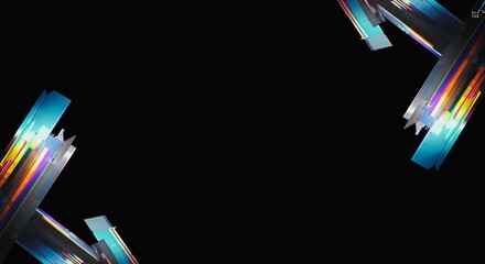 Minimal dark gradient background with neon light accents in the corner and large central copy space, elegant futuristic layout for corporate technology presentations and banners