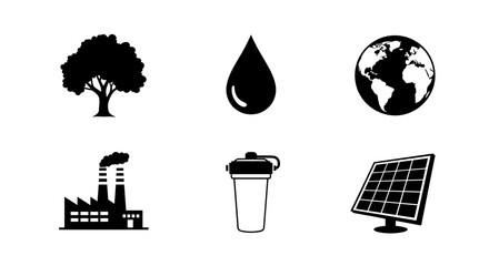 Sustainable solutions for a greener planet featuring renewable energy and conservation icons, promoting environmental responsibility and ecological awareness