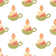 cartoon candle holder seamless pattern
