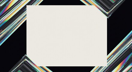 Minimal prismatic square border with soft glowing light streaks surrounding a bright cream background ideal for elegant tech or editorial design