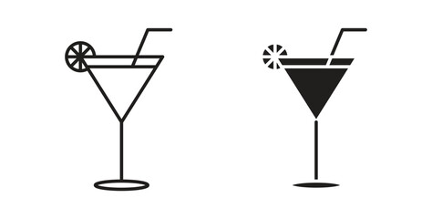 Citrus Martini glass icon for mobile app, editable designs