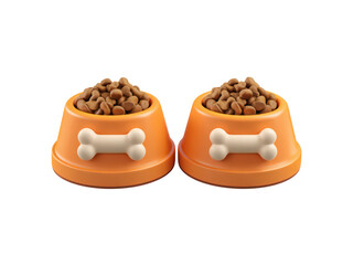 Two orange bowls with bones in them