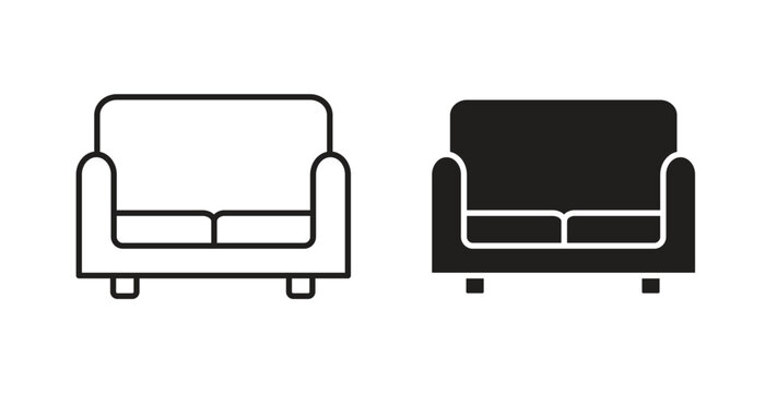 Couch icon for mobile app, editable designs