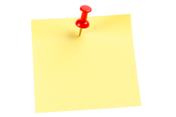 yellow sticky note with pin