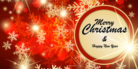 Merry Christmas Template Design On Elegant Red Background