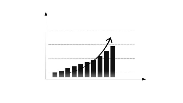 Business target growth of new year concept, Businesswomen analyzes business growth by graphics, Target plan, goal setting objectives and success. Growth, arrow up. Finance, Bar graph going up