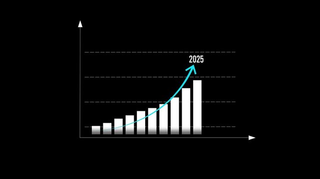 Business target growth of new year concept, Businesswomen analyzes business growth by graphics, Target plan, goal setting objectives and success. Growth, arrow up. Finance, Bar graph going up