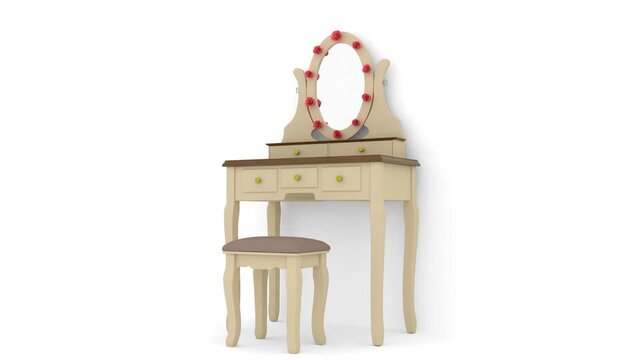 Vintage style dressing table on white background
