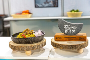 Rice with duck. Traditional food from the regions of Peru.