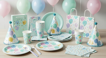 Festive Pastel Birthday Party Tableware Set
