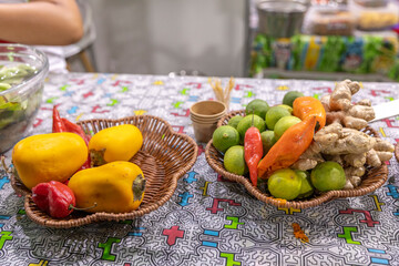 Fruits and spices in Peruvian cuisine. Traditional food from the regions of Peru.
