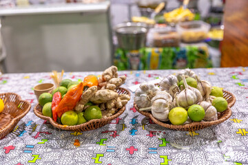 Fruits and spices in Peruvian cuisine. Traditional food from the regions of Peru.