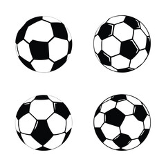 Black and White Soccer Ball Icon Set