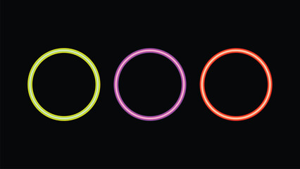 Neon Effect circle frame Editable Vector