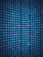 Naklejka premium An array of illuminated orbs in shades of pink and white, arranged in a gridlike formation, creates a futuristic and captivating visual experience, hinting at advanced technology