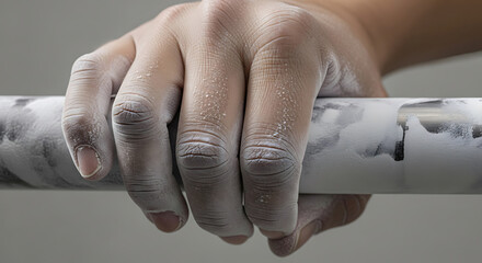 Gymnast Grip Strength Power and Determination Close Up of Hands on Bar Routine