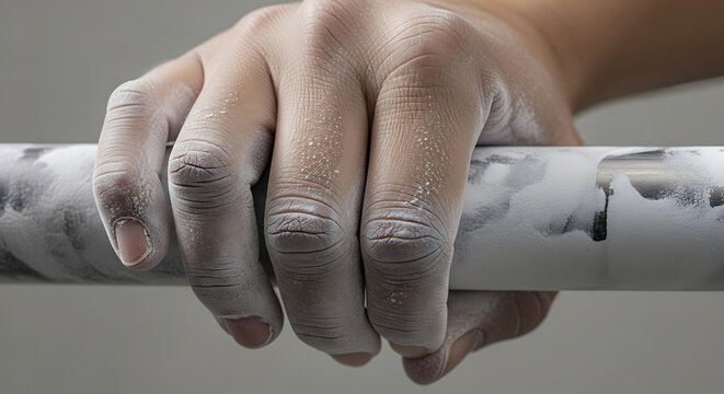 Gymnast Grip Strength Power and Determination Close Up of Hands on Bar Routine - Powered by Adobe