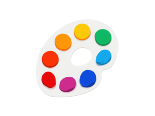 A palette of paint with a white background