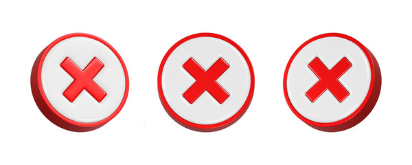 3d rendering cross button in white color