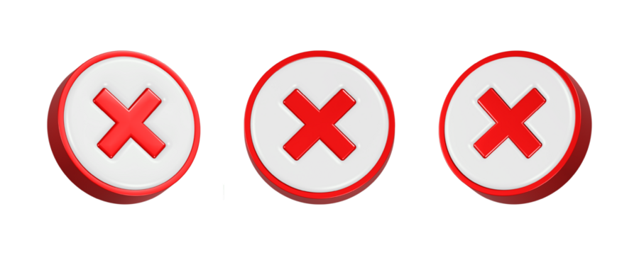 3d rendering cross button in white color