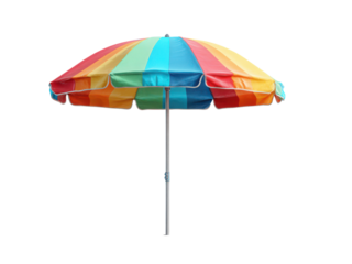 A colorful umbrella is standing on a white background