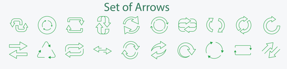 Arrow Round Modern Outline Style Icons for Design, Navigation and  Arrow Icons,Direction, Cursor, Up/Down, Left/Right Line Vector Pack.
