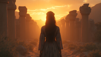 Ancient ruins in silhouette. Exploring historical landmarks. The beauty of past civilizations. Discovering archaeological wonders.