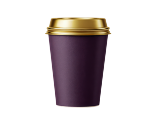 A purple cup with a gold lid