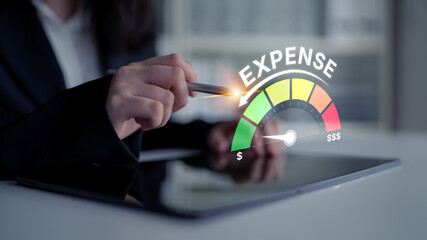 Expense control concept visualizing expense, cost, and spending with emphasis on budgeting, cost...