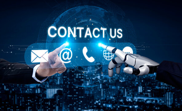 AI supports customer contact with smart UI icons for email, chat, phone, and message to streamline communication and enhance customer support interaction. Artificial intelligence spline