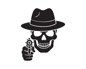 skull with cowboy hat, skull with gun, skull with shooter, skull vector, skull silhouette, skull illustration, skull design, hat, vector, illustration, icon, art, design, skull, cowboy, black, people,