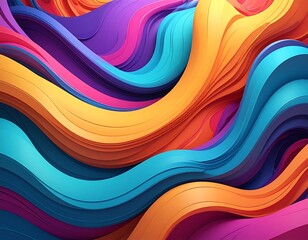 Colorful, flowing ribbons form dynamic, abstract artwork with vibrant hues and a 3D effect