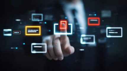 A node illuminated by neon lights within a cluster demonstrating isolation certificate protocols with smooth connectivity and a digital handshake over a holographic medium