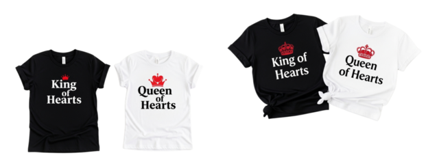 Valentine Couple T-Shirt PNG | Boy and Girl Matching Shirts | Love Heart Design | Cute Romantic Tee Clipart | Transparent Background | Couples Gift Idea