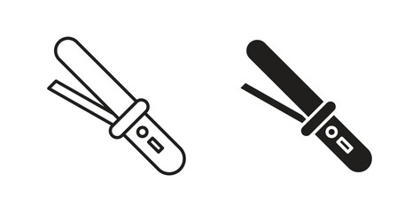 Hair curler icons with simple flat and thin stroke style