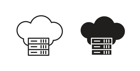 Hosting icons with simple flat and thin stroke style