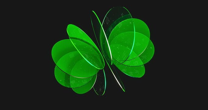 Abstract 3d dynamic layered transparent crystal glass on dark background. 4k seamless loop animation.