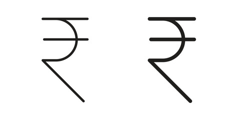 Indian rupee icons with simple flat and thin stroke style