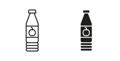 Juice bottle icons with simple flat and thin stroke style