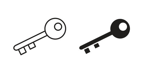 key icons with simple flat and thin stroke style