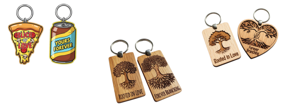 Valentine Couple Keychain PNG | Boy and Girl Matching Keychains | Heart Love Key Ring Design | Cute Romantic Gift | Transparent Background Clipart