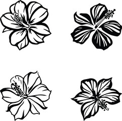 Black and White Stylized Tropical Flower Icon