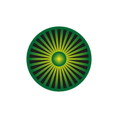 Abstract circle pattern. Radial sunburst effect. Green gradient Vector. Dynamic graphic element.